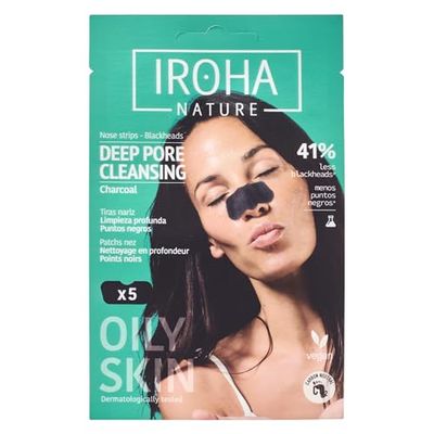 Iroha Nature - Strisce per la pulizia dei punti neri del naso, pulizia profonda con Carbone Attivo