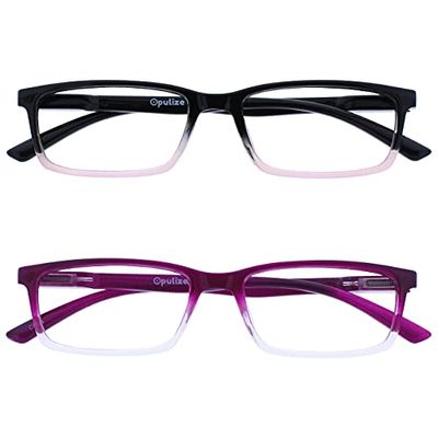 OPULIZE See - Occhiali da Lettura Filtro Set da 2 Luce Blu Montatura Stretta Cerniere a Molla Migliorano il Sonno Gaming Computer Anti Riflesso Rosa al Nero Viola Uomo Donna BB9-45 +1.00