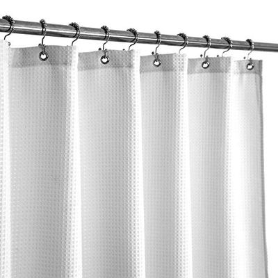 Barossa Design Cortina de ducha extralarga con 84 pulgadas de altura, tela, tejido gofre, colección de hotel, lavable a máquina, patrón de piqué para cortinas decorativas de baño, 71 pulgadas de ancho