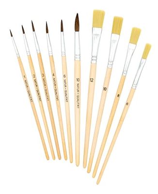 K3T Brush Set, Wood Metal, Natural, 10 Verschiedene Pinsel