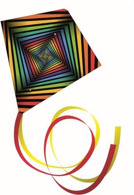 GÜNTHER FLUGSPIELE Paul 1243 - Cerf-volant pour enfants Square, complètement prêt à voler, cerf-volant monoplace en polyester, pour enfants à partir de 6 ans, 70 x 70 cm, queue de 2 x 3 mètres de long