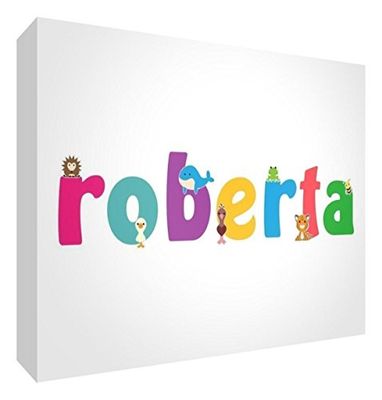 Little Helper LHV-ROBERTA-515BLK-15IT Decoratief Panel Pasgeboren/doopgeschenk, gepersonaliseerd ontwerp met Roberta meisjesnaam