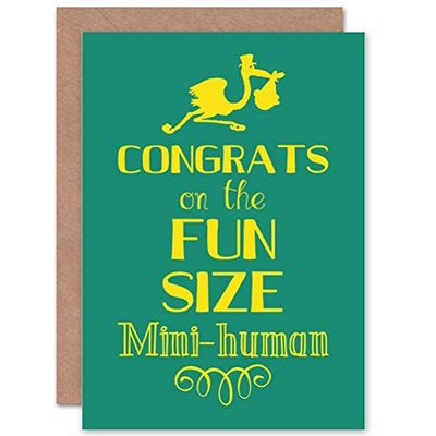 Wee Blue Coo Baby Birth Fun Size Stork Mini Human New Art Gift Sealed Greeting Card Plus Envelope Blank inside
