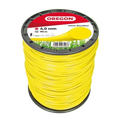 Oregon Hilo Redondo Amarillo para Desbrozadoras y Cortacésped, Nailon de Calidad Profesional, Compatible con la Mayoría de Modelos, 4 mm x 95 m (69-388-Y)