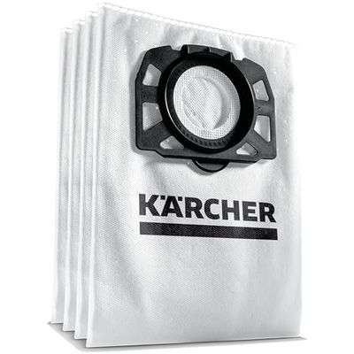 Kärcher Original Kit de sacos de filtro de feltro KFI 487, 4 unidades, camada dupla, extremamente resistentes, resistentes, para aspiradores em seco e húmido WD (2,863-006,0)