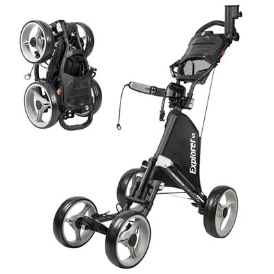 CaddyTek Carrello da Golf a 4 Ruote – Compatto, Leggero, Pieghevole Push Pull Caddy Cart – Explorer V8, Grigio Scuro, Taglia Unica, Modello: Explorer Vsersion 8 – Grigio Scuro
