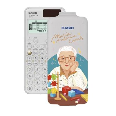 Casio FX-991SP CW, Calculadora Científica con María Antonia Canals ilustrada por Srta M, Recomendada para el Currículo Español y Portugués, 5 Idiomas, más de 560 Funciones, Solar, Color Blanco