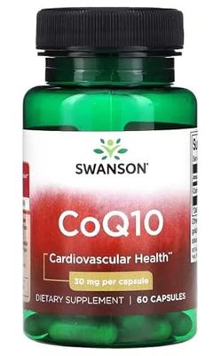 Swanson CoQ10 30mg - Suplemento Antioxidante para Salud Cardiovascular y Energía Celular - 60 Cápsulas Blandas de Alta Absorción