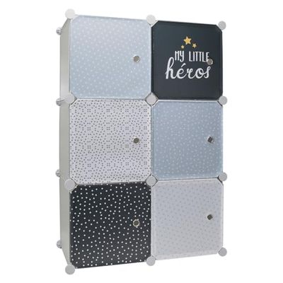 HOME DECO KIDS - Rg9223 - Rangement Armoire Modulable 6 Cubes Garcon Enfant Deco Chambre Mobilier Decoration Meuble