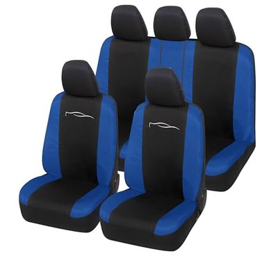 Auto Accessori Lupex Housse de siège Auto Universelle modèle Racing, Housse de siège Avant et arrière, en Polycoton (Noir, Bleu Royal)