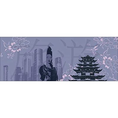 Plage Shanghai by Night Cabecero de Cama Adhesivo, Tela, Violeta, 160x3x60 cm