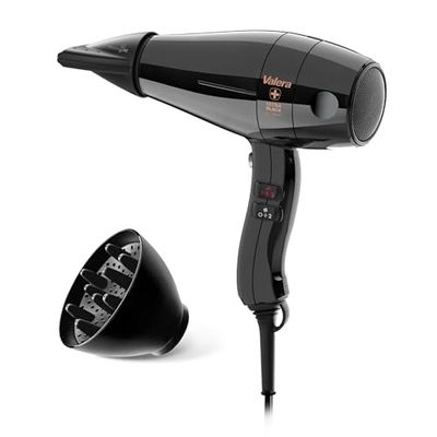 Valera, Swiss Silent Jet 8500 Ultrablack, Secador de Pelo Profesional, Potente Motor AC-Performance, 6 Ajustes de Temperatura, Generador de Iones, Cable Flexible Antienredos, 2000 W, Negro