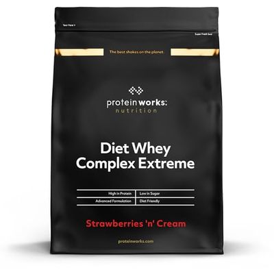 Protein Works - Diet Whey Complex Extreme Protein Powder| Low Fat & Low Calorie Diet Shake | Vitamin & Mineral Rich | No Added Sugar | Strawberries 'n' Cream | 1 Kg
