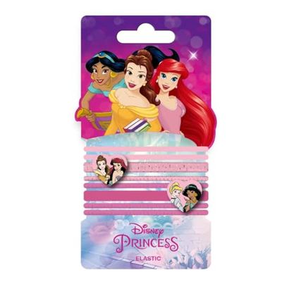 Disney Princess Hair Elastic for Girls and Women, Hair Ties Ponytail Holders with Princess Charm - 8 Pcs