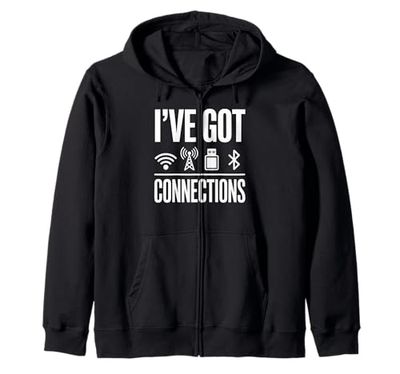 Ive Got Connection Divertente segnale tecnico Bluetooth Wifi USB Joke Felpa con Cappuccio