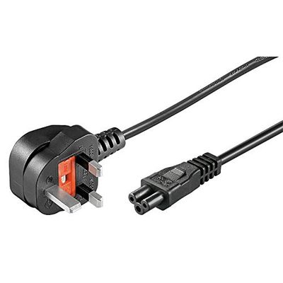 PremiumCord Cavo di Alimentazione 230 V 2 m con Spina Ad Angolo UK su Presa C5, IEC 320, Cavo di Alimentazione PC a 3 Pin, Colore Nero