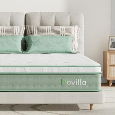 Novilla Materasso espanso Foam Tessuto a Maglia Traspirante BS7177 Gel Schiuma Molle insacchettate, 25 cm, Doppio