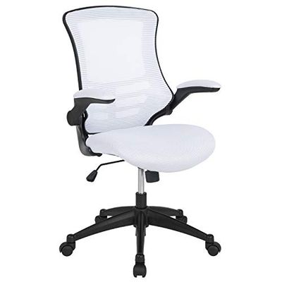 Flash Furniture Chaise de Bureau, Filet en métal, Plastique, Mousse, Bois Technique, Maille Blanche, 64,77 x 62,23 x 104,78 cm