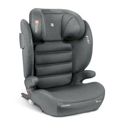 KikkaBoo i-Track i-Size, kinderzitje 15-36 kg, Isofix – groep 2-3 autostoeltje vanaf 3 jaar tot 12 jaar, SPS, 12-voudig verstelbare hoofdsteun, 100-150 cm, grijs