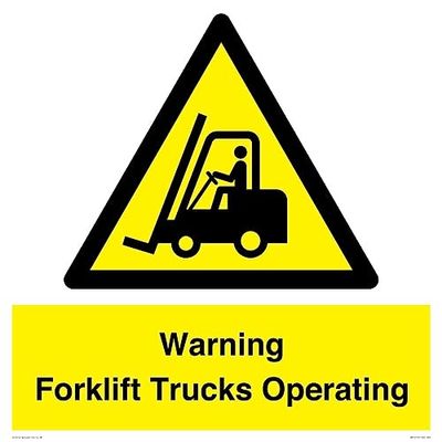 Warning Forklift Trucks Operating Sign - 600x600mm - S60