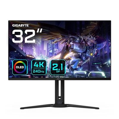 Gigabyte Écran de Jeu AORUS FO32U2P OLED de 32” - 3840 x 2160 (UHD), 240Hz, 0,03ms, 250 CD/m², KVM, FreeSync Premium Pro, DisplayHDR True Black 400, DisplayPort 2.1