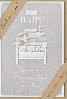 bsb - Wenskaart voor de geboorte baby - Nature Card - duurzame kaarten - wenskaarten met envelop - jongen en meisje - 11,5 x 17 cm
