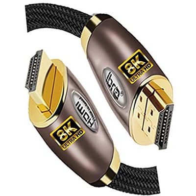 IBRA Röd 2.1 HDMI-kabel 8K ultrahög hastighet 48 Gbps bly stöder 8 K @ 60 HZ, 4 K @ 120 HZ, 4320 p, kompatibel med Fire TV, 3D-stöd, Ethernet-funktion, 8K UHD, 3D-Xbox PlayStation PS3 PS4 PC etc- 1 m