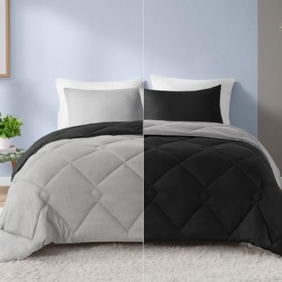 Comfort Spaces Lichtgewicht alternatief voor alle seizoenen en gezellig beddengoed, Sham, stof, zwart/grijs, full/queen (90"x90")