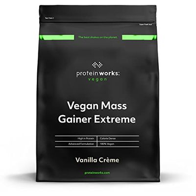Protein Works - Vegan Mass Gainer Extreme | High Calorie Protein Powder | Weight Gainer | Vitamins & Minerals | 10 Shakes | Vanilla Crème | 2kg