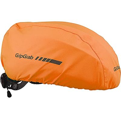 GripGrab Funda Impermeable Casco de Bicicleta Cubre Casco Ciclismo Cortavientos Reflectante Alta Visibilidad Road MTB Calentadores Babeza, Unisex-Adult, Naranja Neón, Talla Única