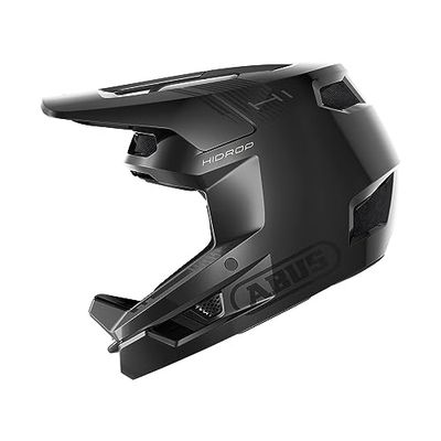 ABUS Downhill Helmet HiDrop - Casco integrale certificato AS con calotta esterna in ABS per MTB: downhill, enduro e bike park adulti ragazzi nero, taglia S