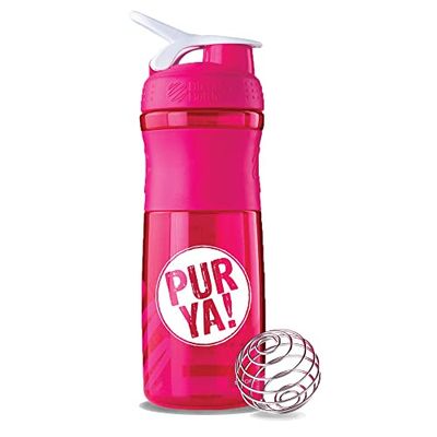 PURYA! SHAKER, Bouteille de fitness pour shakes protéinés et boissons sportives, mélange optimal grâce à la Blender-Ball, sans BPA et incassable, Pink, 828 mL