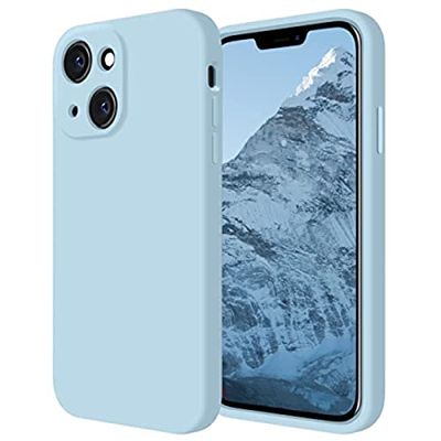 Carcasa de Silicona para iPhone 14, Resistente a los Golpes, Forro de Microfibra antiarañazos, Protector de cámara, Funda de Silicona de 6,1 Pulgadas, Azul Cielo