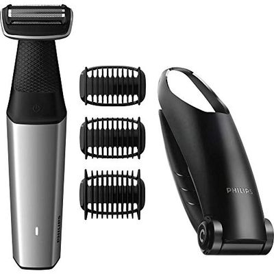 Philips Bodygroom Series 5000 - Te gebruiken onder de douche - 60 Minuten draadloos te gebruiken - 3 Opzetbare trimkammen - Extra lang opzetstuk voor je rug - Ergonomische handgreep - BG5020/15