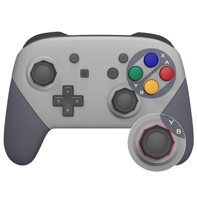 eXtremeRate SFC SNES Klassieke EU Stijl Voorplaat Achterplaat Handgrepen Cover, Achthoekige Gated Sticks Ontwerp DIY Vervanging Grip Behuizing Shell voor Switch Pro Controller-Controller NIET Inbegrepen
