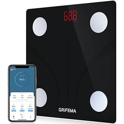 GRIFEMA GA2001, Balance Pese Personne, Pèse Personne Impédancemètre avec Bluetooth, Pour IOS et Android, Balance Connecte Capable de Détecter Diverses onnées Corporelles multicolore