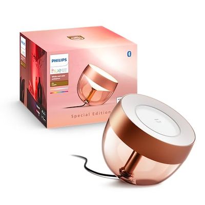 Philips Hue – Lámpara inteligente Philips Hue Iris, Lámpara de Mesa LED Inteligente, 8W - 570 lúmens, Luz Blanca y de Colores, Compatible con Alexa y Google Home, Color Cobre