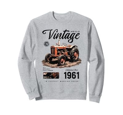 Birthday Farmer Vintage Tractor Born nel 1961 Felpa