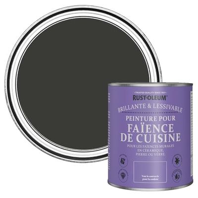 Rust-Oleum Peinture Noir Résistante à l'eau pour Faïence de Cuisine, Finition Brillante - Magie Noire 750ml