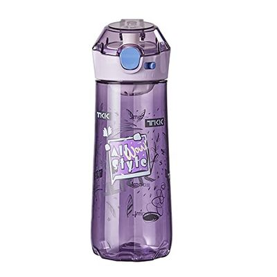 TITIROBA TKK Gourde pour enfant avec couvercle anti-fuite Tritan sans BPA Violet 500 ml