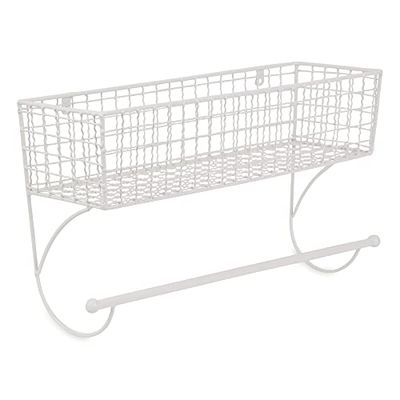DII Décoration Rustique de Salle de Bain, Rangement en métal, Grande Barre Porte-Serviettes, Blanc Antique