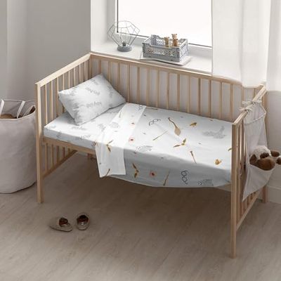JUEGO DE SÁBANAS CON ALMOHADA Y BAJERA ESTAMPADAS 100% ALGODÓN MODELO HOGWARTS NORDIC PARA MAXICUNA