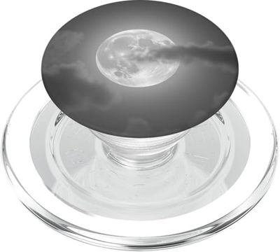 Design con luna e nuvole in scala di grigi PopSockets PopGrip per MagSafe