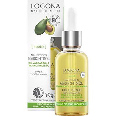 LOGONA Naturkosmetik Óleo facial revitalizante, cuidado complementar intensivo e nutritivo, promove a renovação celular, vegano, 30 ml