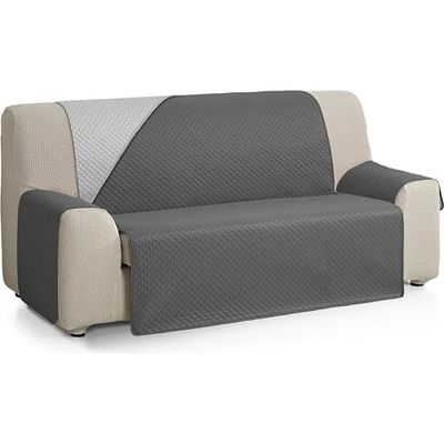 ECOMMERC3 | Överdrag för 3-sits soffa XL extra mjuk känsla - justerbart sofföverdrag med stoppning grå/antracit - Reversbile sofföverdrag