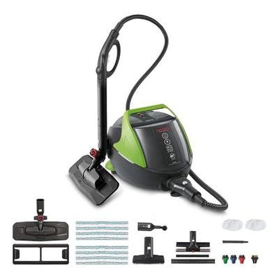 Polti Vaporetto Pro 95 Turbo Flexi, Nettoyeur Vapeur avec Chaudière, Pression jusqu'à 5 Bars, 1100 W, Autonomie Illimitée, Fabriqué en Italie, Fonction Eco, 14 Accessoires Inclus, Noir et Vert
