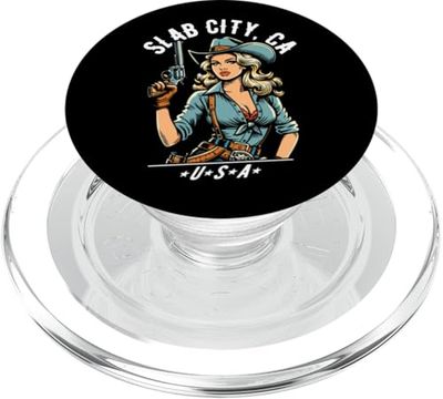 Slab City CA USA Cowgirl con diseño de pistola estilo occidental PopSockets PopGrip para MagSafe