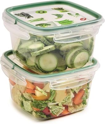 Snips Set 2 Contenitori Per Cibi | 2x1 LT Quadrato | Set di Contenitori Per Alimenti | Made in Italy | Bpa Free