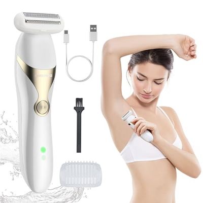 BarberBoss Maquinilla de afeitar eléctrica para mujer, sin dolor, portátil, recargable, afeitadora facial, brazo, pierna, axila y bikini, recortadora de pelo húmedo y seco QR-8083