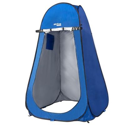 AKTIVE Tente de Douche de Camping sans Plancher 120X120X185 cm, Structure Pliable avec Poteaux, Polyester Imperméable, Ventilation Supérieure, Sac de Transport Inclus (62162)